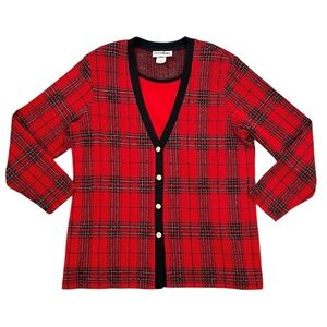 Eccobay Holiday Plaid Sweater Cardigan L Large